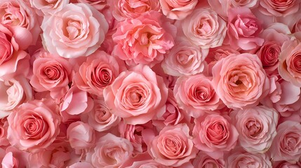 A profusion of delicate pink roses blossoms
