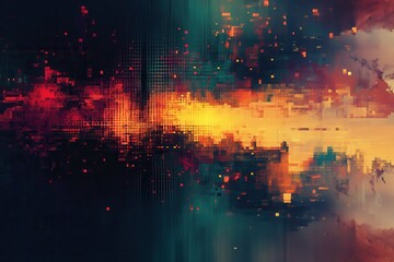 Obraz premium Abstract Digital Art with Red, Yellow, and Blue Hues