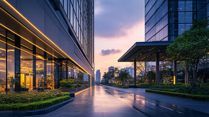 Beautiful and luxury premium modern office glass building,  modern interior architectural glass building, abstract modern showcasing a vibrant cityscape with glass architecture.