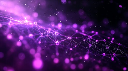 Neural network of neurons with purple glowing connection