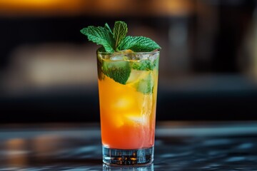 Layered Cocktail with Fresh Mint