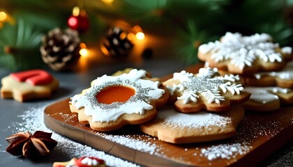 Baking holiday cookies kitchen food photography cozy atmosphere close-up festive treats for seasonal celebrations