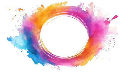 abstract watercolor circle with pink. blue. and orange colors