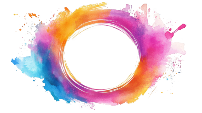 abstract watercolor circle with pink. blue. and orange colors
