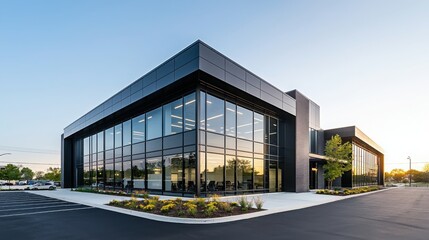 Obraz premium Minimalistic office building exterior urban location architectural photography modern environment daytime view optimized design