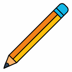 Minimalist vector illustration of a yellow Pencil with eraser, write supply, school supply isolated on white background