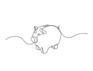 Continuous line drawing art of cute piggy bank. Business and finance concept illustration. editable stroke.