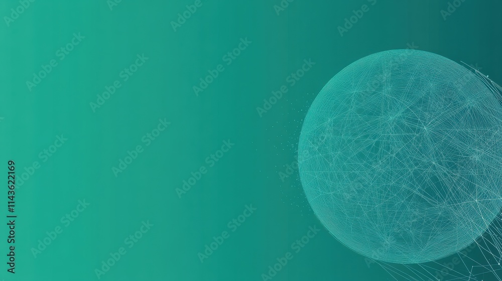 Poster wireframe globe displays intricate lines on a smooth gradient background