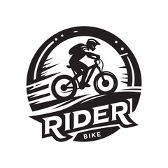 Fototapeta premium A black and white logo for a rider on a motorcycle