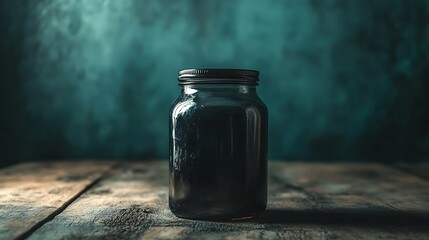 Mysterious Dark Jar on Rustic Wooden Table