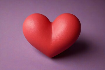 Fototapeta premium there is a red heart shaped object on a purple surface