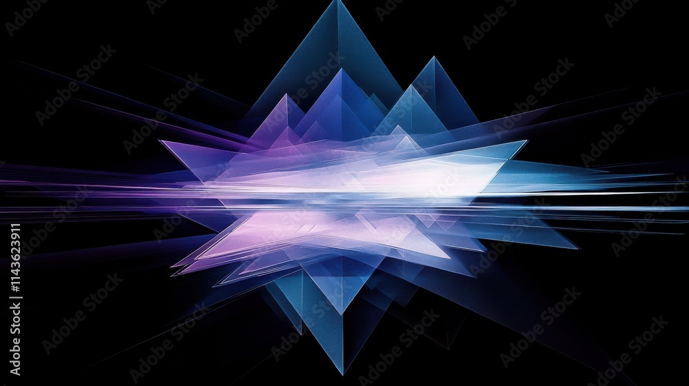 Poster dynamic layered triangular composition with vibrant colors and sharp edges in abstract style