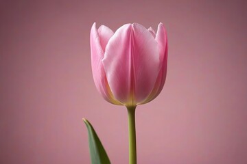 Fototapeta premium there is a pink tulip that is in a vase