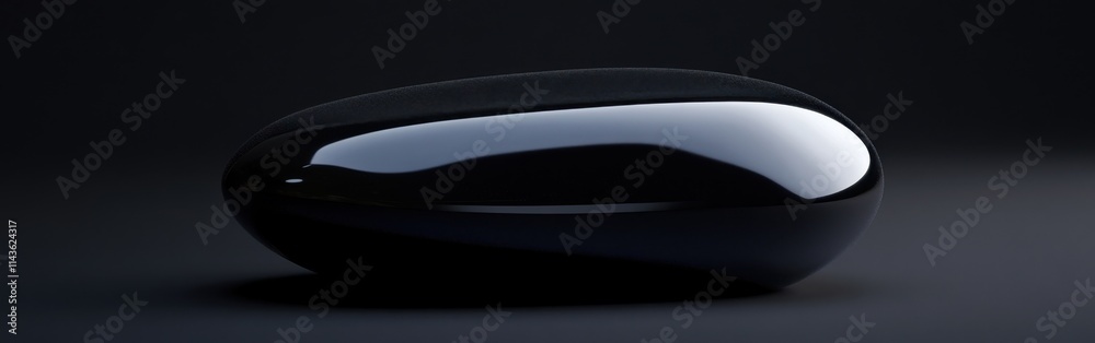 Aufkleber Obsidian stone displaying deep black color with smooth surface reflecting light in a minimalistic setting