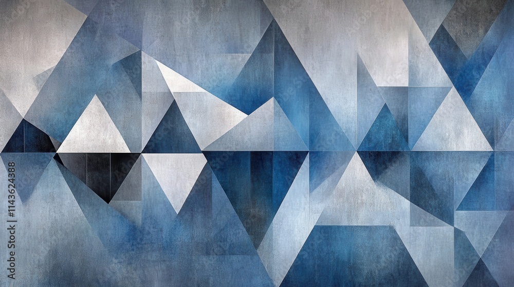 Poster Sleek geometric design featuring blue and gray tones with sharp angles and smooth gradients