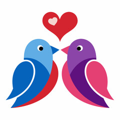 Obraz premium Enchanting Love Birds A Romantic Tale Unfolds