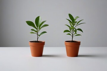 Fototapeta premium there are two small plants in the same pot on the table