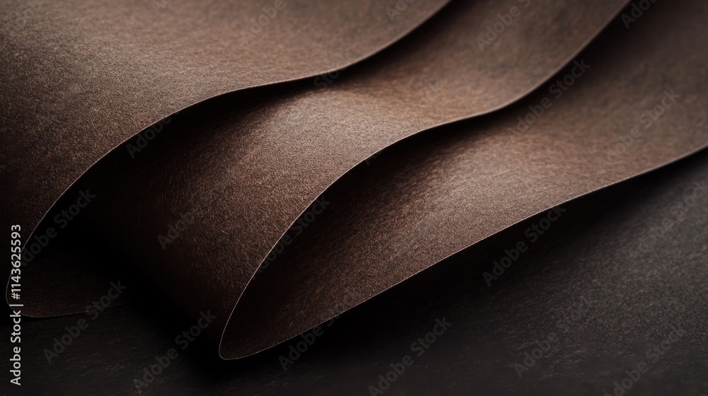 Aufkleber Rich dark brown paper texture with visible waves and shadows displayed in an artistic arrangement