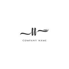  Minimalist FF Logo Design with Abstract Feather Element