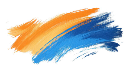 abstract brush stroke with blue and orange colors on transparent background