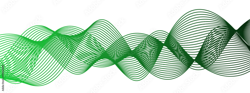 Poster Abstract carve wave line blend blue and green glowing flow. Curved wavy lines tech futuristic motion background. Business Illustration pattern of lines in transparent. Modern technology wave 