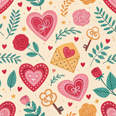 Vibrant Valentine’s Day Seamless Pattern for Fabric and Packaging