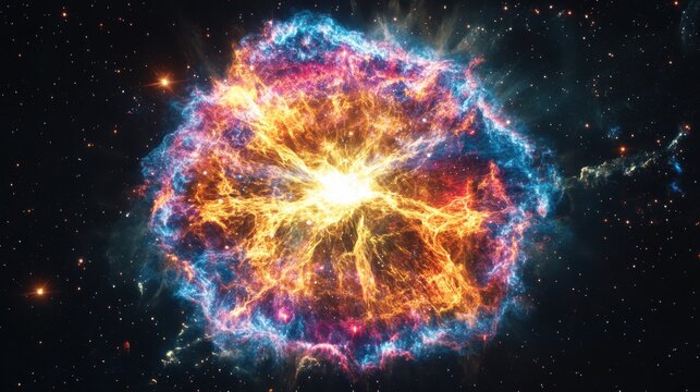 Dramatic supernova explosion radiating light and energy in a vibrant cosmic display