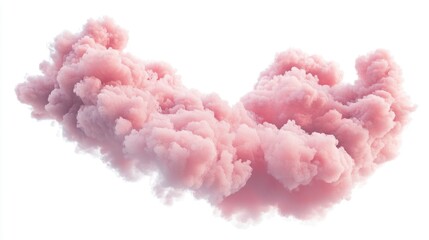 Pink Smoke Cloud Heart Shape, Dreamy Pastel Fluffy 3D Render