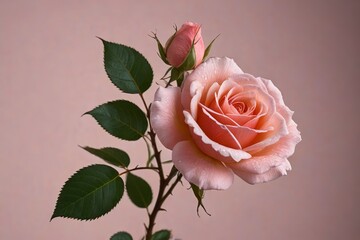there is a pink rose that is in a vase on a table