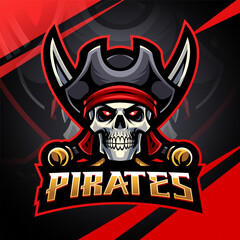 Pirates head esport mascot logo design