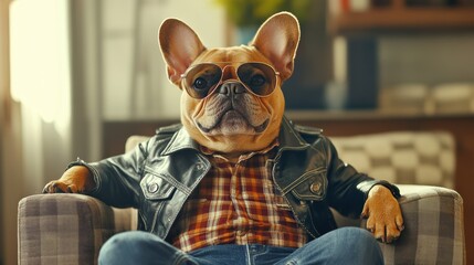 French Bulldog in Style: Retro Chic Cinematic Portrait