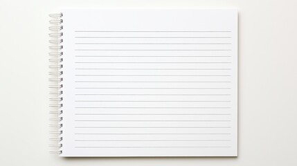 Blank Lined Paper Notebook White Background