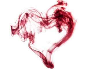 a red smoke heart shape on a transparent background. a symbol of love and passion
