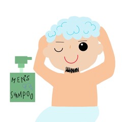 メンズシャンプーを使う男性