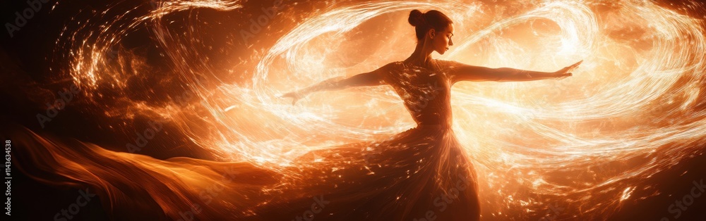 Poster Dynamic dancer captures the essence of movement through double exposure technique creating an ethereal visual experience