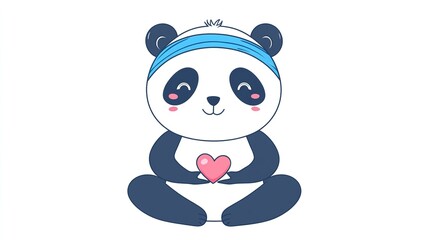 Obraz premium A Minimalist Children's Coloring Book Illustration with a Heart and Blue Headband