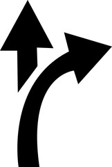 Way direction arrow sign icon. three arrow, way sign, road direction icon vector. three-way direction arrow sign.Way pointer symbol. Turn arrow navigation sign. Traffic route vector illustration.