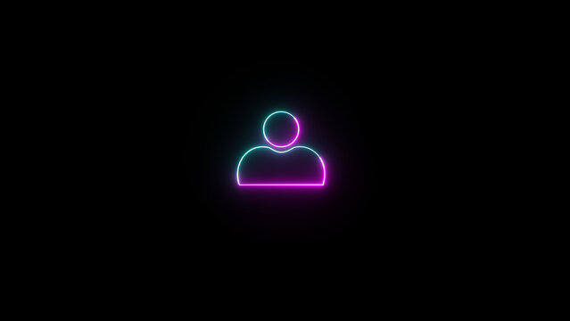 recommend clip art: Neon-glow user or profile or avatar icon. Two-tone blue and purple person or user account or people sign