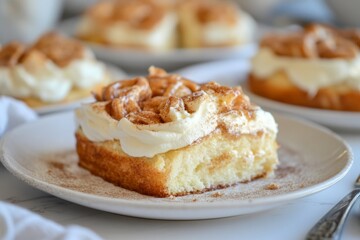 Scrumptious Cinnamon Cream Cake Slice