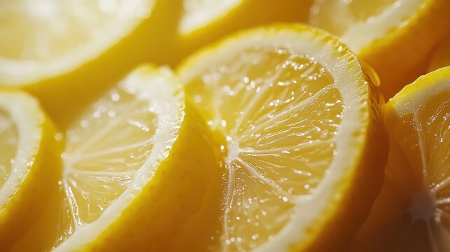 Vibrant yellow lemon slices Circular citrus fruit pattern
