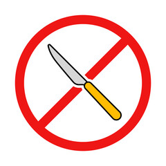 No Knife Sign on White Background