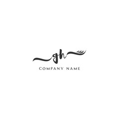  Minimalist GH Logo Design with Abstract Feather Element