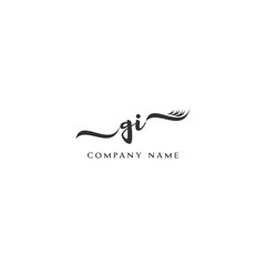 Minimalist GI Logo Design with Abstract Feather Element