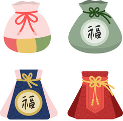 Korean Traditional Bokjumeoni (Lucky Pouch) Vector Set