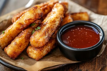 Crispy Fried Food with Dipping Sauce