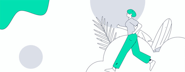 People exercising healthy running vector internet operation illustration
