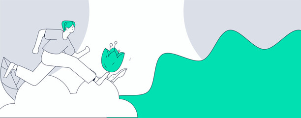 People exercising healthy running vector internet operation illustration
