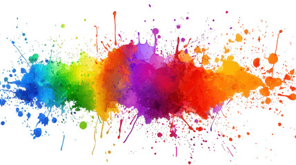 Fototapeta premium a vibrant rainbow of colorful paint splatters. creating a dynamic and abstract background