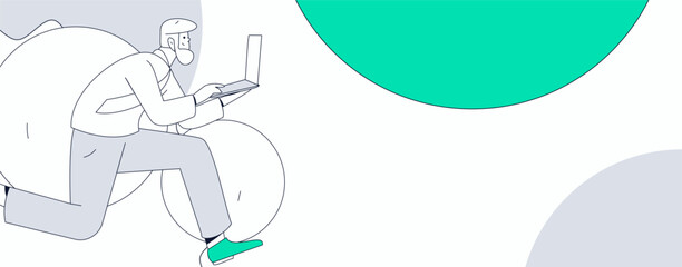 People exercising healthy running vector internet operation illustration
