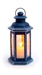 Frosted Lantern with Glowing Candle Flame
